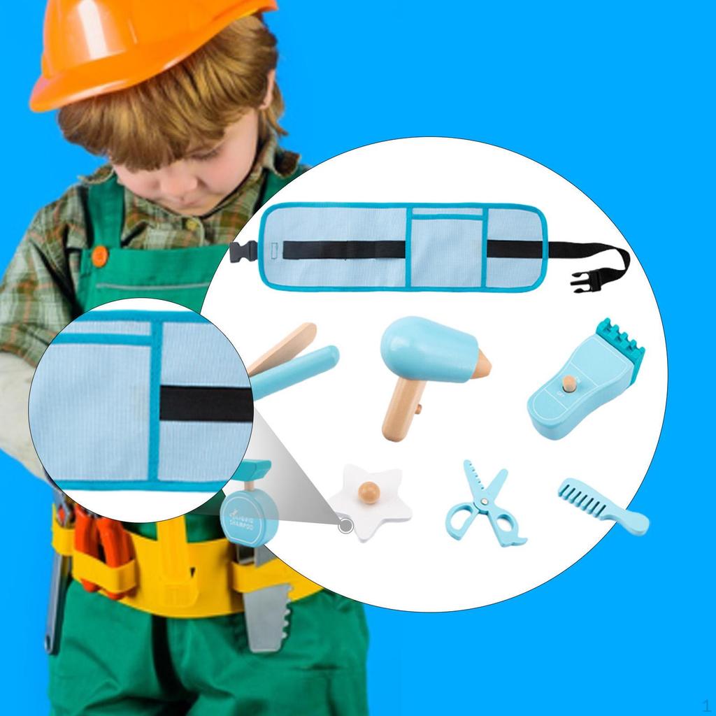 Children Tool Belt Set Pretend Hair Styling Stem Fine Motor Skill Salon Toys for Birthday