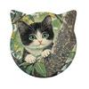 1/6Pcs Cartoon Cat Themed Ceramic Drink Coasters Water Absorbent Fantasy Atmosphere Coasters Home Kitchen Decor