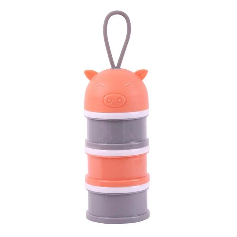 3 Layer Portable Newborn Baby Food Storage Box Cartoon Pig Essential Cereal Milk Powder Boxes Infant Kids Formula Container.