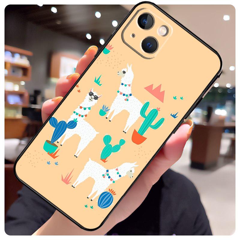 Llama Alpaca Pattern Case For iPhone 15 Pro Max 14 13 12 11 16 17 Pro Max Mini 15 16 Plus 16e 17 Air Phone Cover
