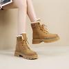 Fleece Martin boots women's autumn and winter new leather thick heel short boots small inner heightening locomotive boots cotton boots
