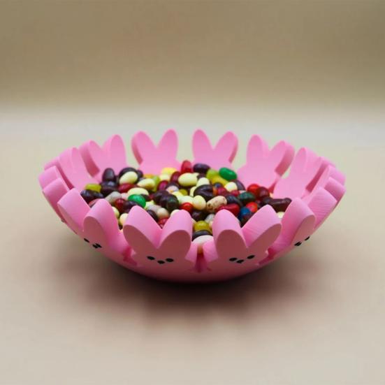 Yousheng Pink Bunny Bowl Candy Tray for Easter Decorations Festive Bunny Candy Dish Easter Gift Basket Home Decor for Family