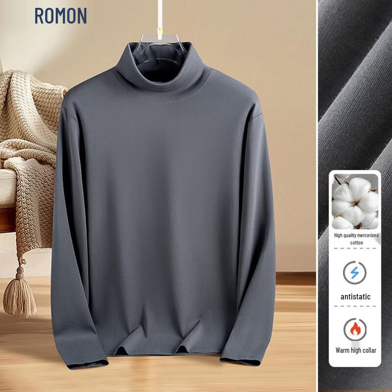 Men's Mercerized Cotton Mock Neck Long Sleeve T-Shirt
