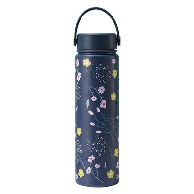Tazza termica durevole in acciaio inossidabile 800ml Tazza da caffè stampata a fiori Borraccia a prova di perdite per Viaggi all'aperto Ufficio
