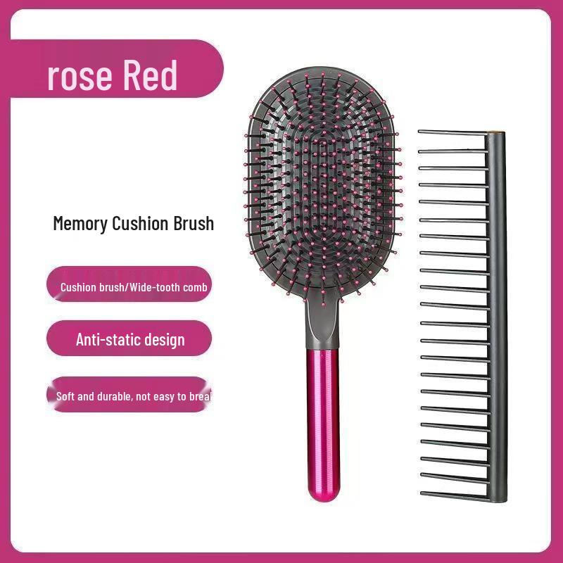 Huaqiangbei Anti-static Cushion Comb Set: Fluffy Long Hair Massage & Care - 2 Pieces.