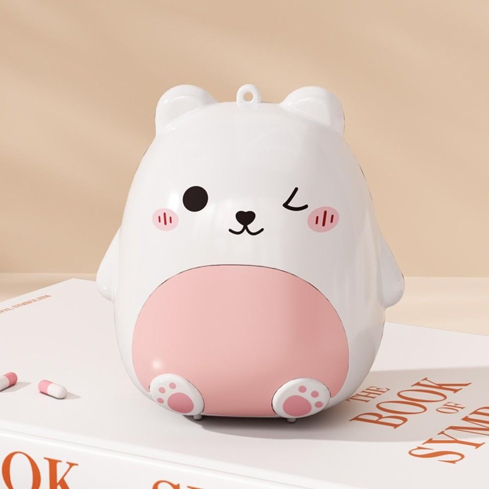 Cartoon Bear Medicine Box 5 Grids Moisture Proof Mini Pill Organizer Partition Design Compact Size Drug Storage Case for Travel