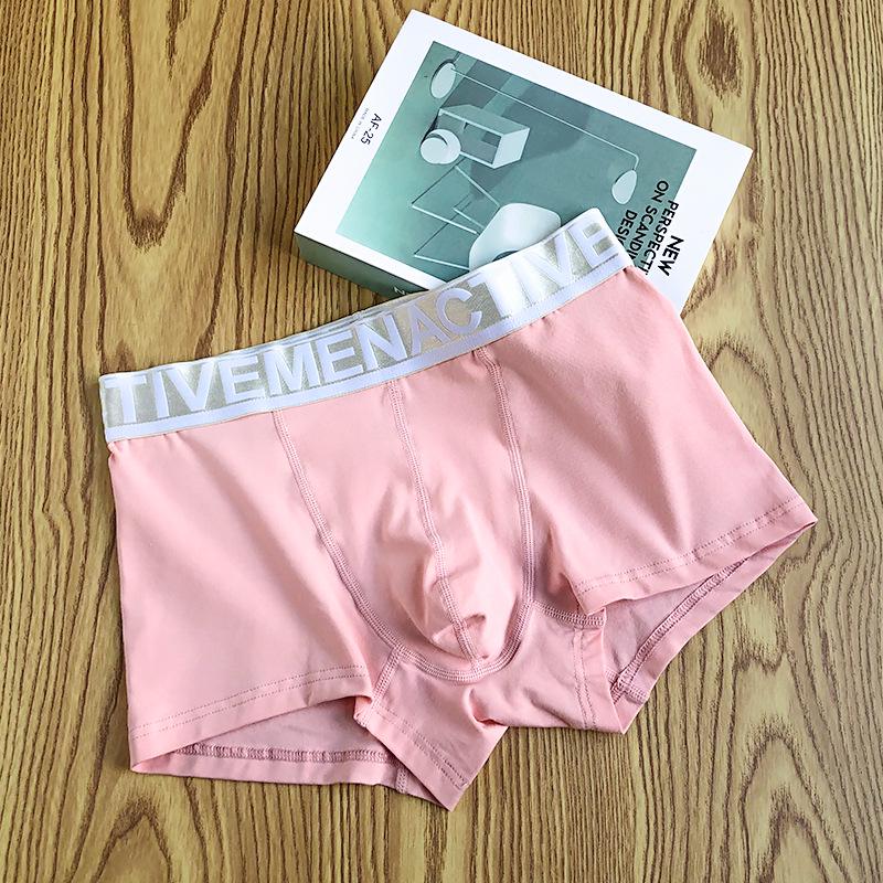 

Мужские дышащие боксеры-брифы из чистого хлопка с художественным дизайном и поясом с надписью 2XL розовый