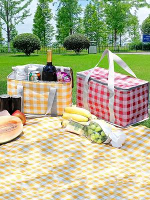 1pc Portable Square Aluminum Picnic Bag - Durable and Convenient Lunch Bag for Outdoor Adventures
