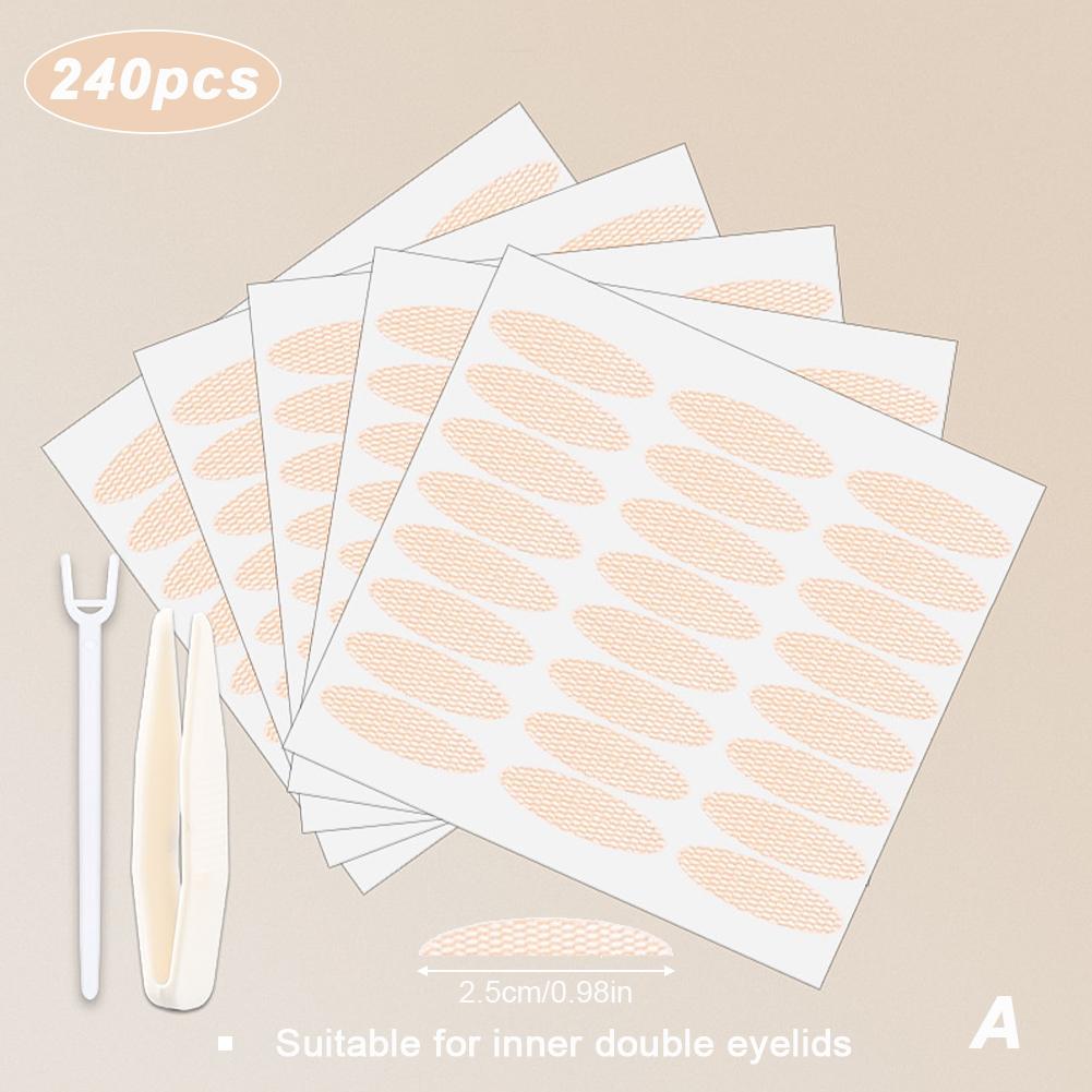 240 szt. Podwójna taśma do powiek naklejka koronka naturalna przezroczysta beżowa samoprzylepna naturalny makijaż oczu makijaż z narzędziem