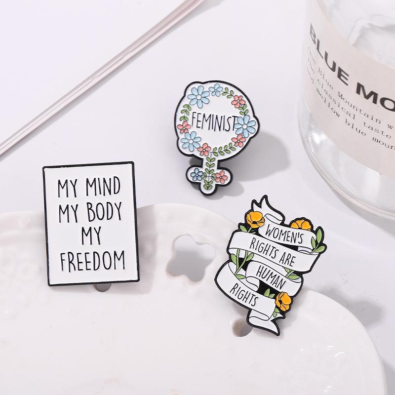 Girl Power Enamel Pins Custom Feminism Brooches Self Love The Future Is Female Lapel Badges Quotes Jewelry Gift for Friends