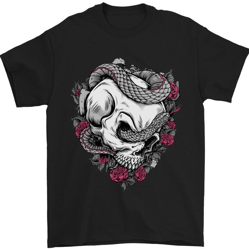 Schlangen Und Totenkopf motard Heavy Metal gothique Herren 100% Baumwoll t-shirt S разноцветный