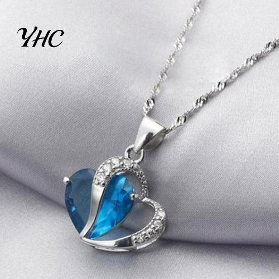 Heart Pendant Necklace Cubic Zirconia Inlaid Jewelry Gift Women Shape Fashion for Daily Life