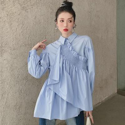 Women's Irregular Design Long-Sleeve Casual Top - 2021 Autumn Collection: Gentle, Lazy Style