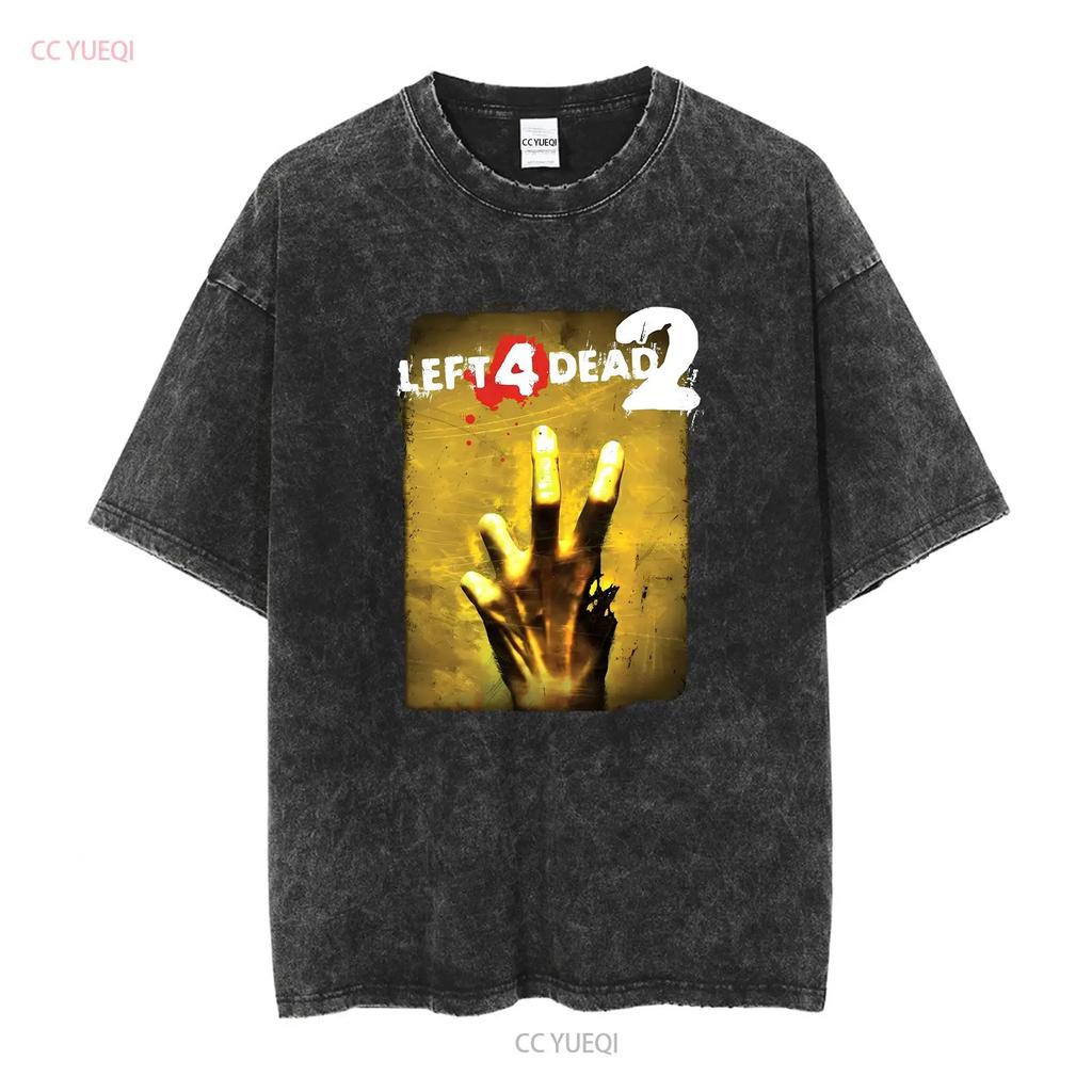 Left 4 Dead 2 Black T Shirt 2009 Valve Corporation L The Core vintage Washed Top For Everyday Wear streetwear graphic Casual