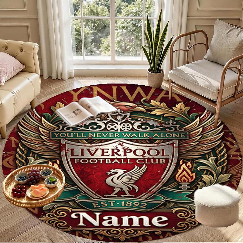 Benutzerdefinierter Name Personalisierter LFC Druck Runder Teppich, Vielseitiger Heimdekorations Teppich, für Spielzimmer, Wohnung, Balkon, Eingangsbereich, Flur Geschenk