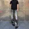 American retro wasteland style nostalgic high-waisted jeans men and women loose and thin versatile drape trousers
