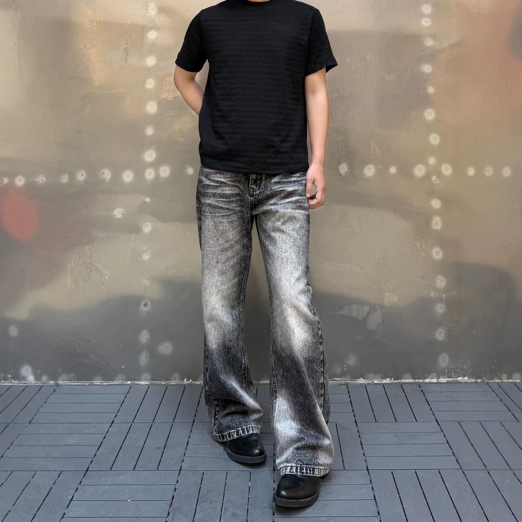 American retro wasteland style nostalgic high-waisted jeans men and women loose and thin versatile drape trousers