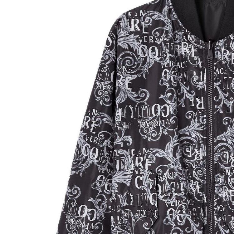 VERSACE JEANS COUTURE Jackets Men's Black Baseball Collar Moderate Straight Fit E74GASD17-ECQS51-E801