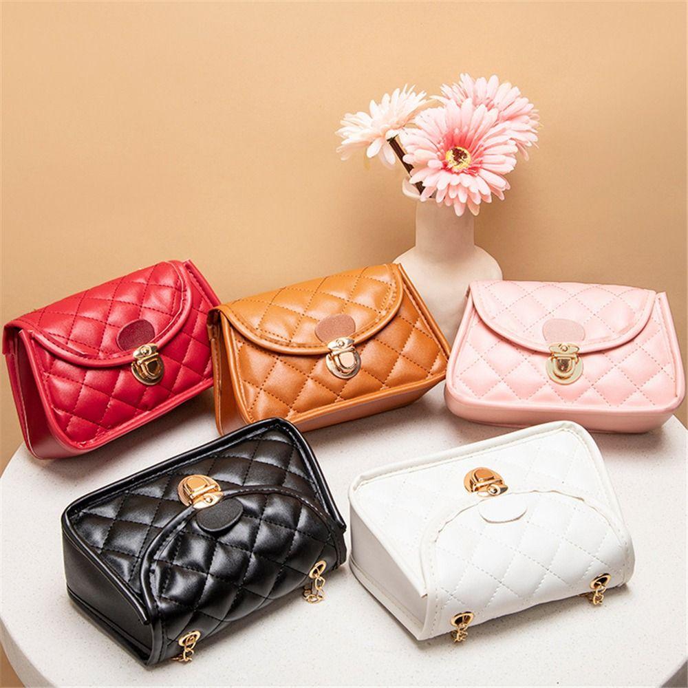 Cheap Female Women Ladies PU Leather Small Messenger Bags Square Handbags Crossbody Chain