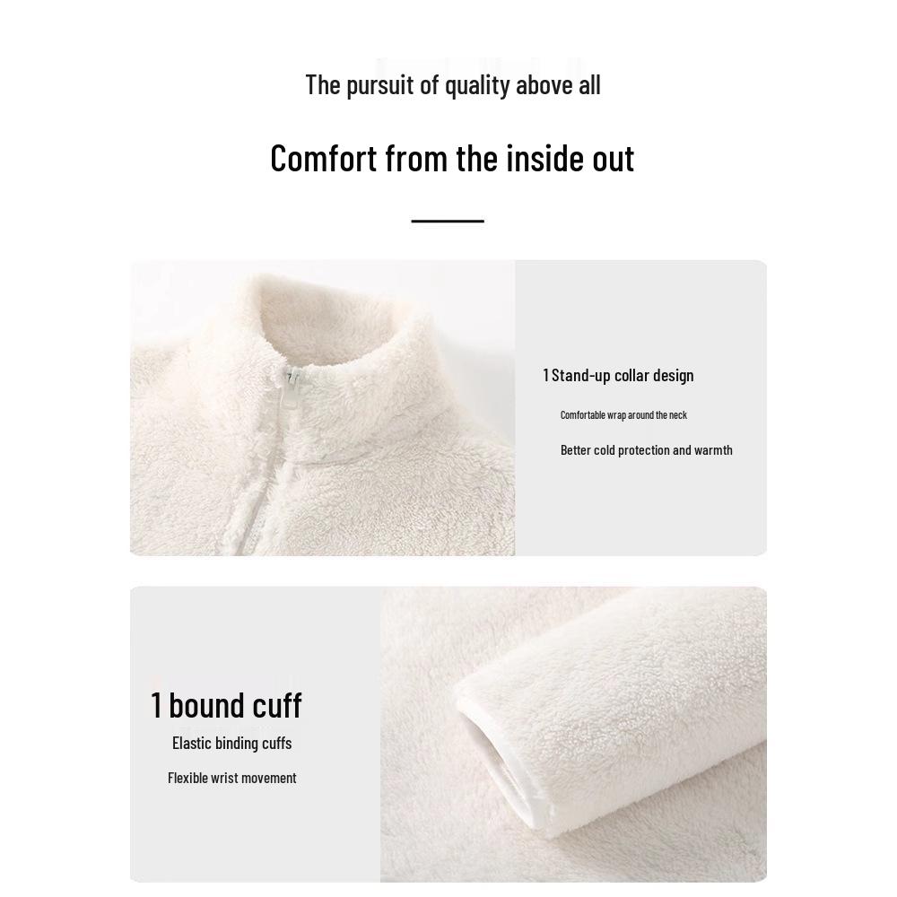 Women's Polar Fleece Jacket 2026: New Autumn/Winter Style with Thickened Velvet, Coral Fleece, Stand Collar Cardigan.