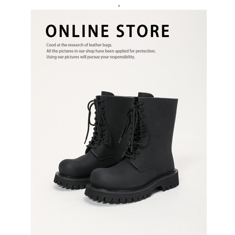 

Мужские ботинки-локомотивы, ботинки Микки Мауса с большой головой, кожаные, на толстой подошве, ремешок, средняя высота голенища, ботинки Мартин, ботинки с круглым носком 45 чёрный