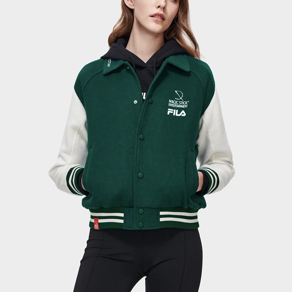 New FILA Baseball Jacket Women's Wheat Sprout Green F11W319707F-GN