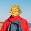 Seamless Cheese Pattern Printed Fisherman Hat Stylish Sun Hat for Men Women Fun Unique Design with Realistic Cheese Texture