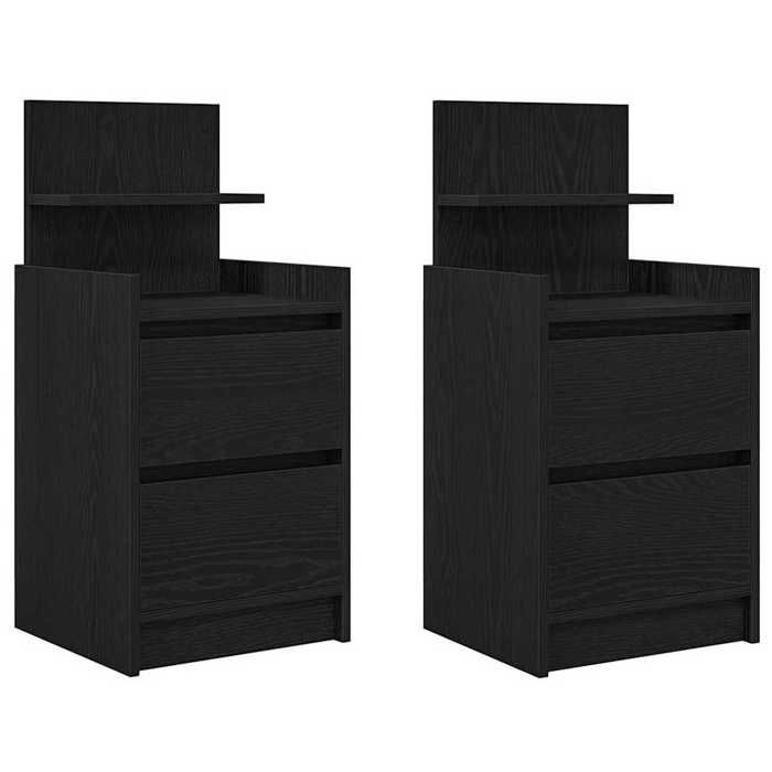 VidaXL Bedside Tables with 2 Drawers 2 Pcs Black Oak 38x34x80 Cm, Bedside Cabinet, Side Table, Bed Cabinet, 861358