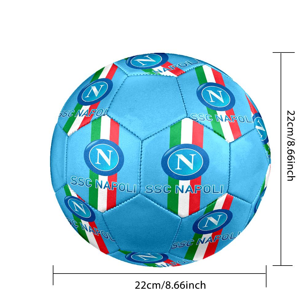 Pallone Calcio a 5 Napoli FC Colorato Per Tutte le Età Misura 5 Cucito a Macchina PVC Pronto per la Competizione Resistente Alto Rimbalzo