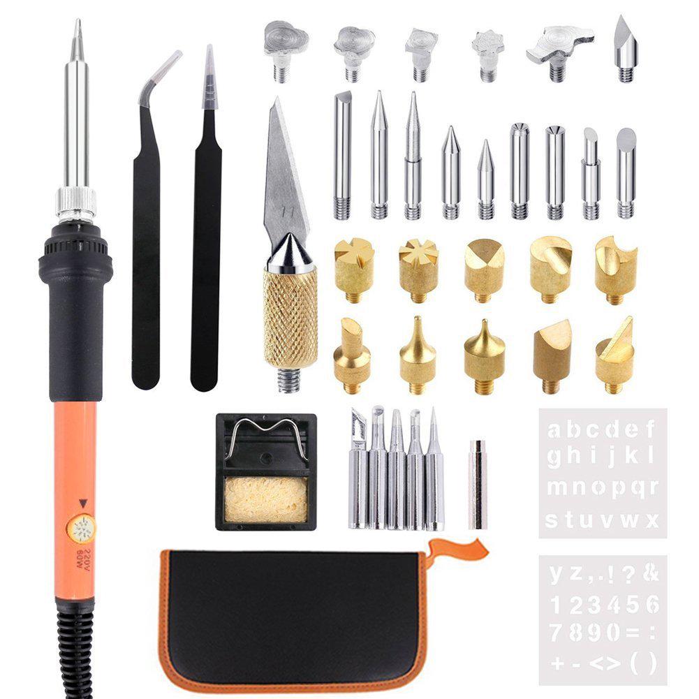 Wood Burning Kits for Pyrography Engraving Repair Tool Rumfo Adjustable Temperature Electric Soldering Iron Set 60W 19 in 1 Orange Wood Burning Kits for Pyrography Engraving Repair Tool Rumfo Adjustable Temperature Electric Soldering Iron Set 60W 19 in 1 Orange