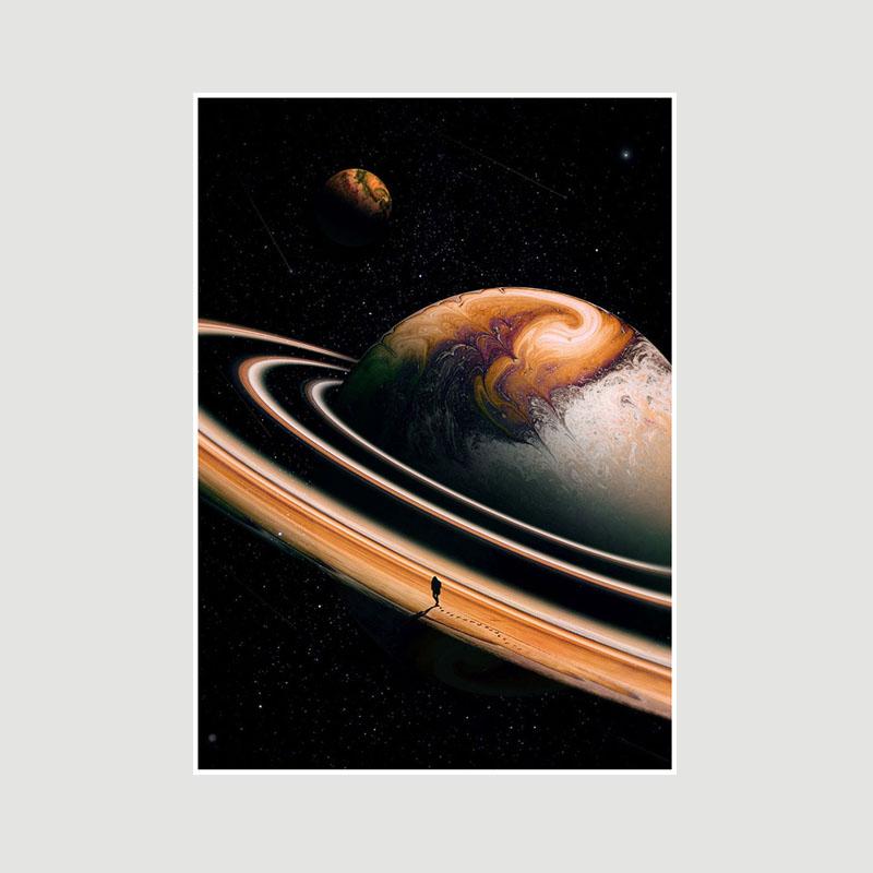Living Room Decoration Art Painting White Paper Astronaut Space Poster Wall Art Prints Home Decor Bar Cafe Dorm Decorative Pictures Gifts