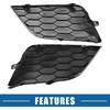 Car Front Fog Light Cover Grille No.622574AF0B/622564AF0B for Nissan Sentra 2016-2019 ABS Plastic Black (Set of 2)