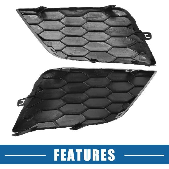 Car Front Fog Light Cover Grille No.622574AF0B/622564AF0B for Nissan Sentra 2016-2019 ABS Plastic Black (Set of 2)