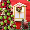 12 Pcs Lime Green Christmas Tree Decoration Ball Plush Christmas Hanging Decorations  Fireplace