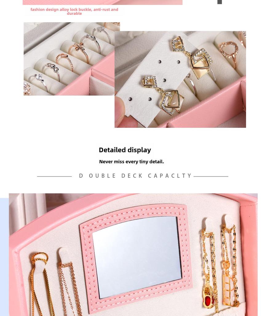 Boîte à bijoux verrouillable multicouche pour boucles d'oreilles – Tiroir de rangement princesse pour enfants