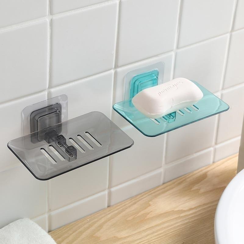 1Pcs Creative Bathroom Wall-mounted Crystal Soap Double Dish Drain Soap Box Portable Soap Dish