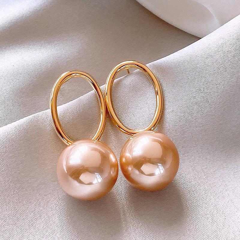 Vintage Oval Pearl Earring for Women Elegant Delicate Temperament Fashion All-match Drop Earrings Women Accessories