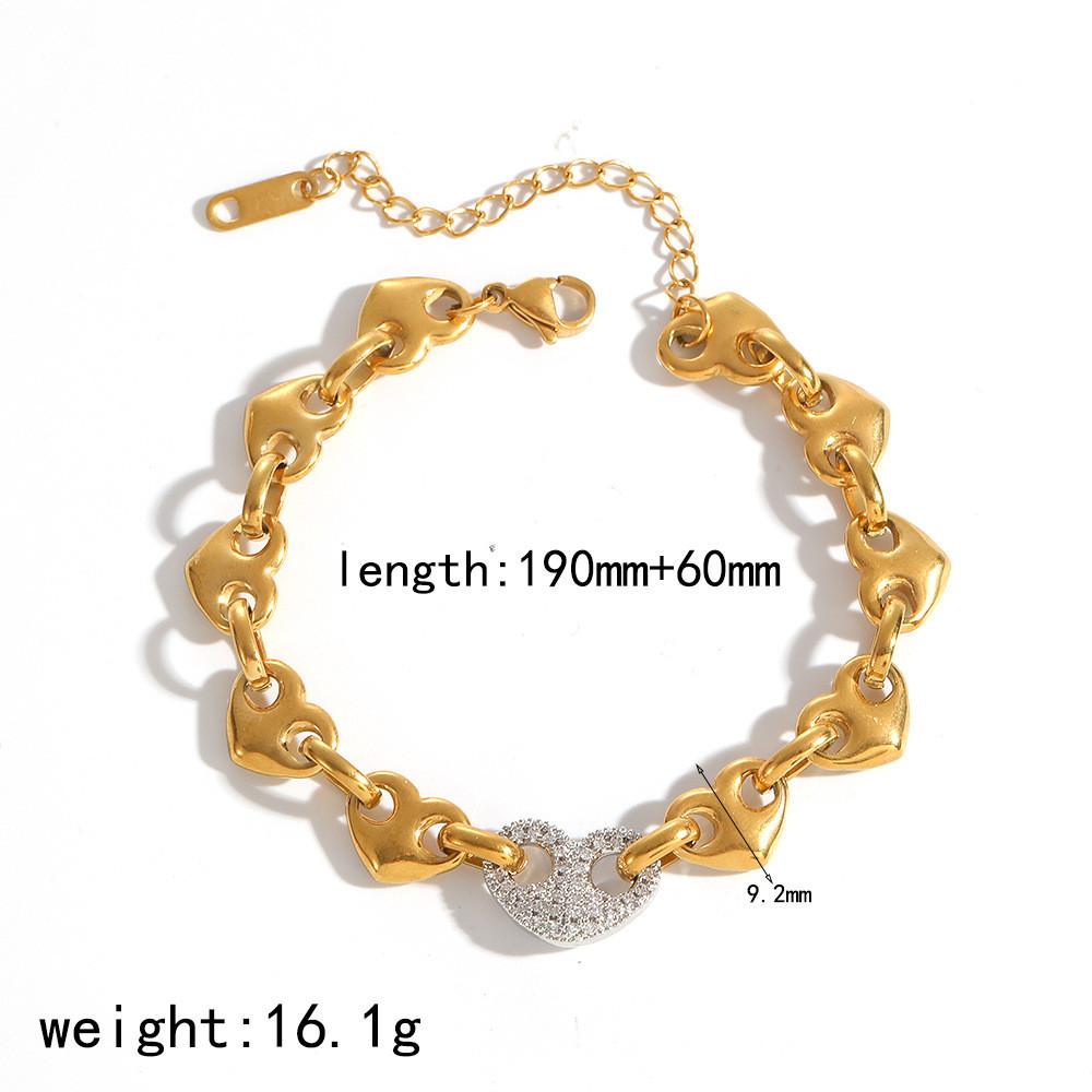 Heartshaped Pig Nose Chain Necklace 18k Gold Plated Stainless Steel Jewelry For Ladies