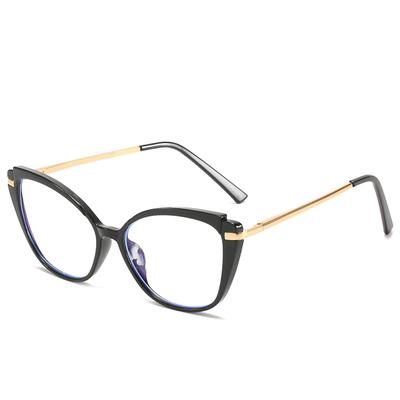 Cat Eye Flat Glasses Women'S Tr90 Spring Leg Metal Glasses Frame Anti-Blue Light Glasses