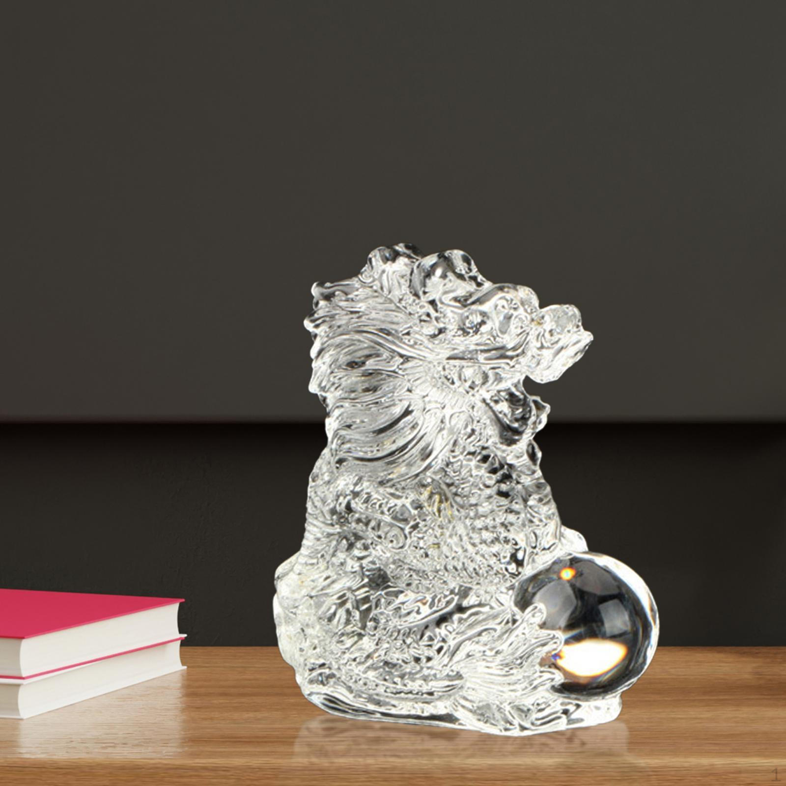 

Chinese Dragon Collectible Crystal Ornament for Wealth And Luck White