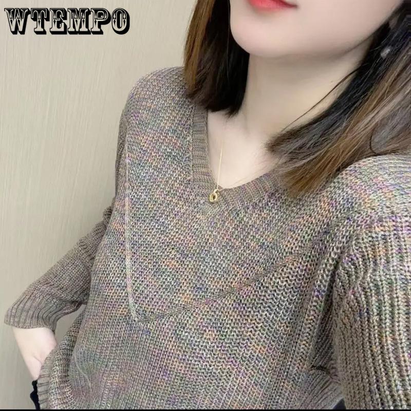 Women's Sweater Spring and Autumn Versatile Loose and Slimming Knit Sweater Top Clothes