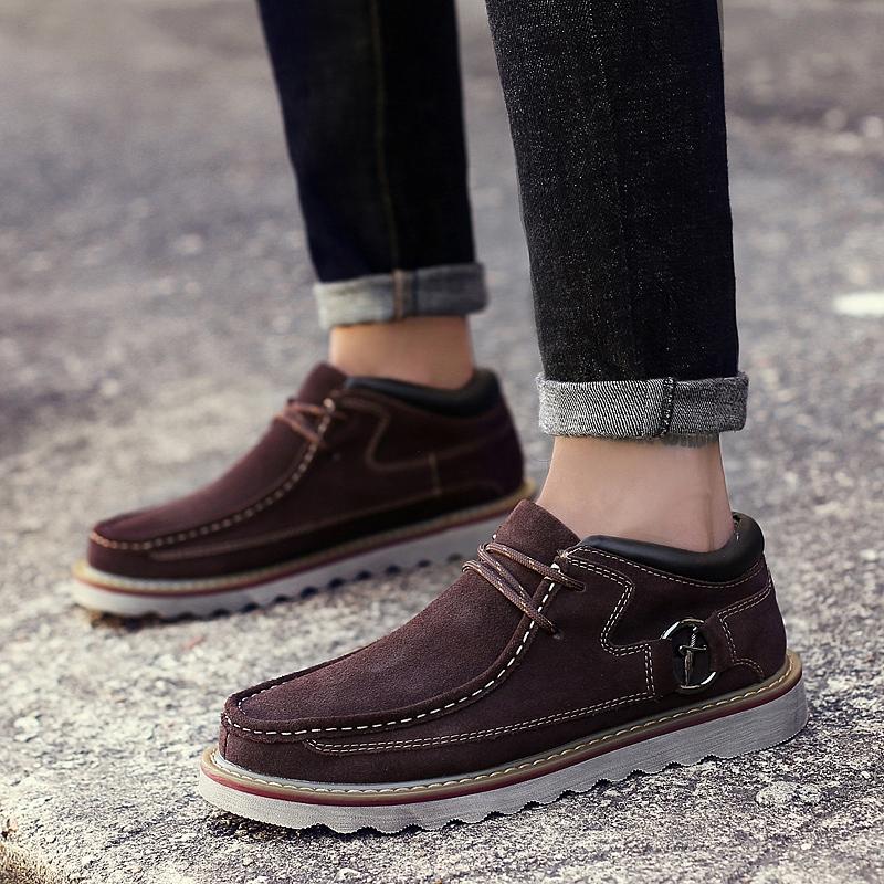 Scarpe da uomo nuove, in pelle scamosciata, casual, con lacci, antiscivolo, da guida, vintage, con punta tonda, autunno inverno, calde, Oxfords