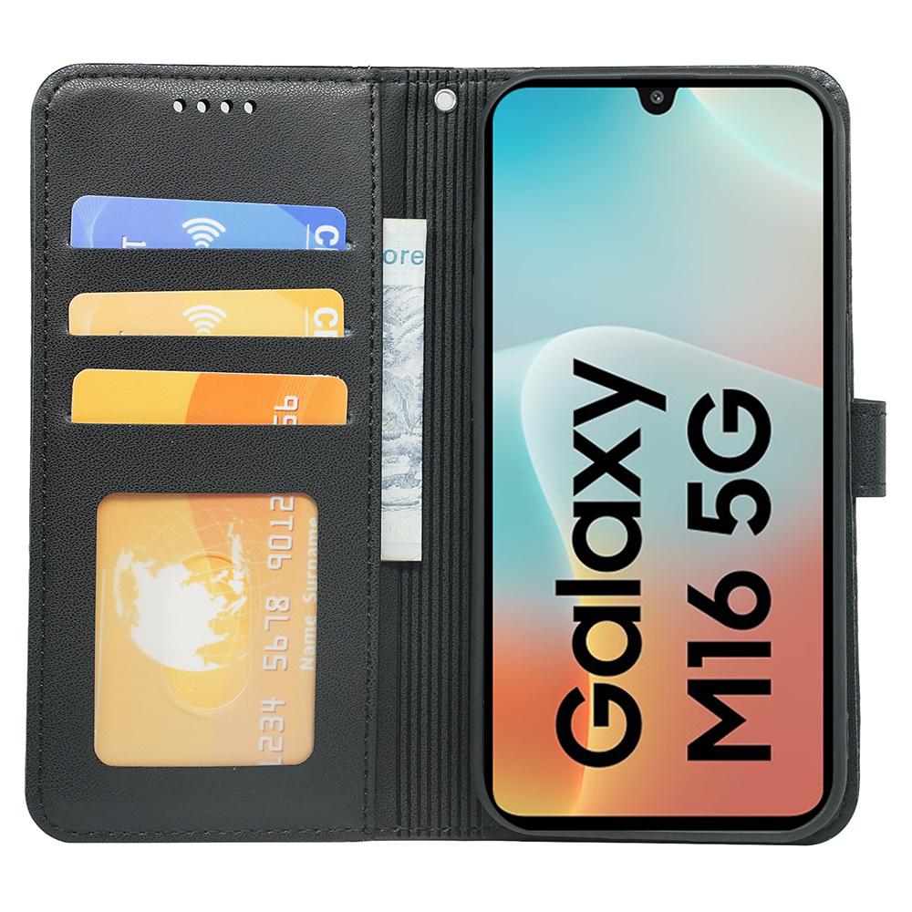 

For Samsung Galaxy M16 5G/F16 5G Wallet Case Magnetic Snap Leather Phone Cover with Strap Purple