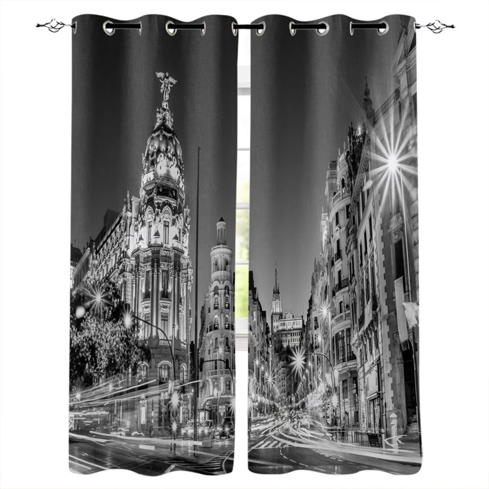 Night Panorama City Luxury Home Curtains Modern Home Supplies Living Room Bedroom Custom Curtains