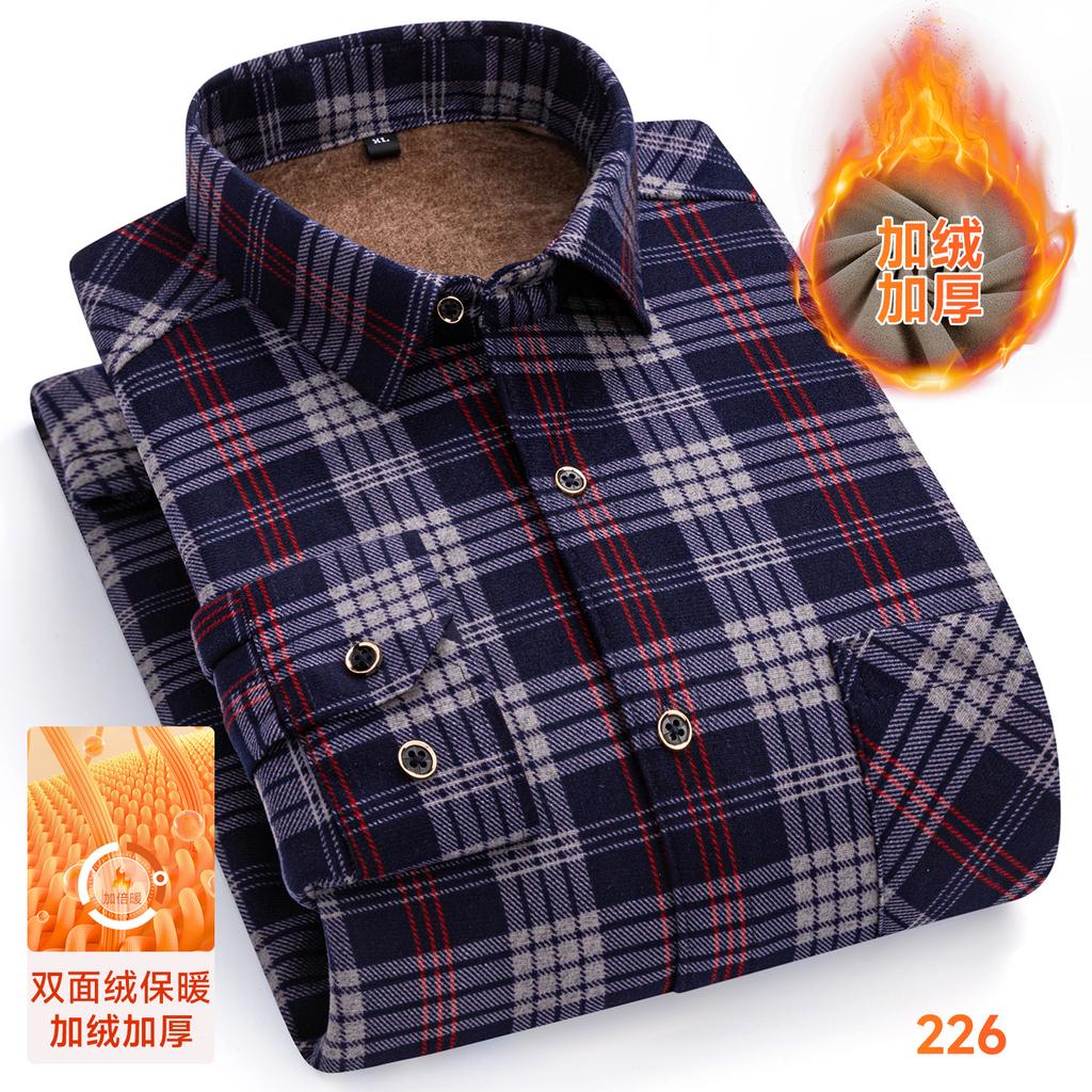 Men's double-sided fleece long-sleeved shirt 7XL8XL with fleece for warmth, thickening and cold resistance, casual winter