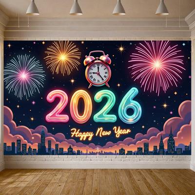 Holiday Banner City Skyline New Year Banner  Banner Design For Family Gathering Indoor Decor New Year Party