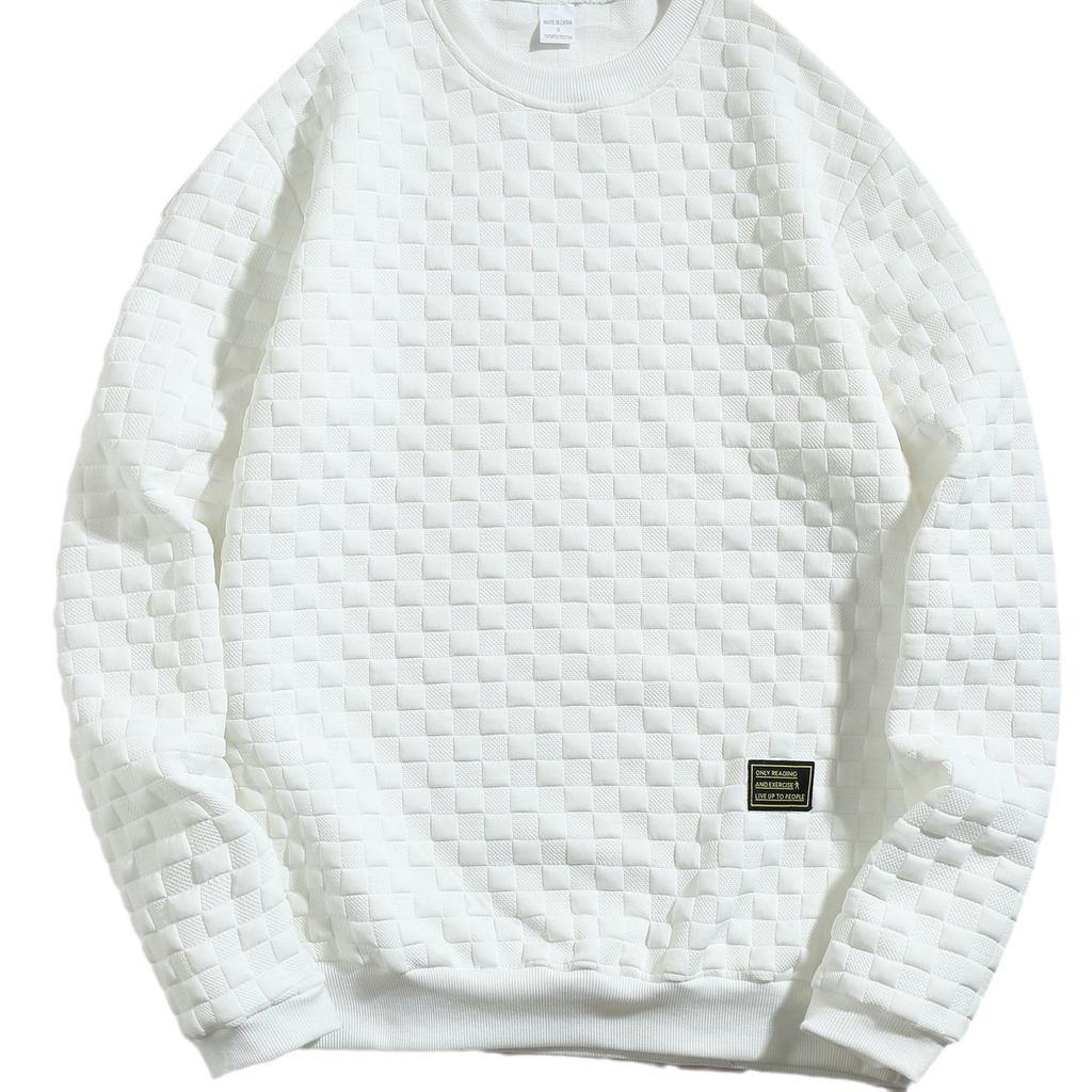 Foreign trade Men's sweater autumn and winter heavy plaid loose casual pullover round neck jacket