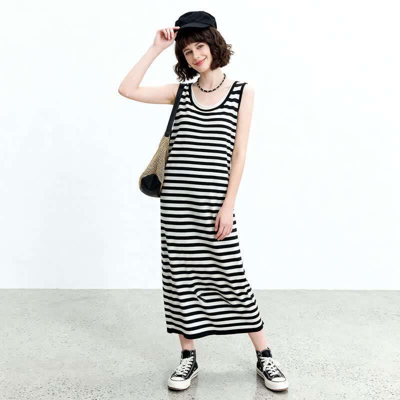 ENC Black and White Striped Tank Dress S