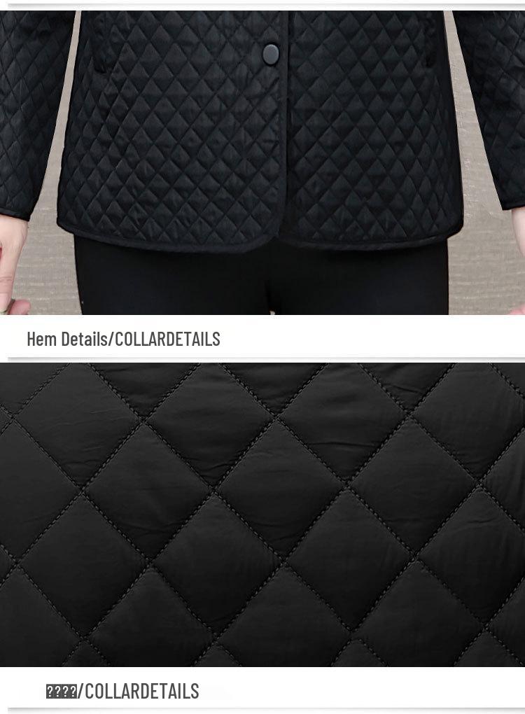 Plus Size Mid-Length Cotton Jacket for Women, 2024 Autumn/Winter, Middle-Aged Mother's Outerwear