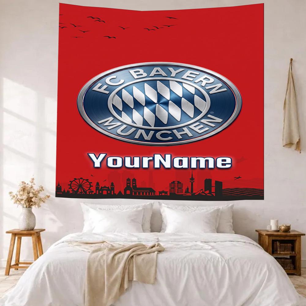 Fc Bayern Mnchen Custom Your Name Wall Decor Tapestry Art For Pet Memorial Birthdaywedding Party Backdrop Family Gift